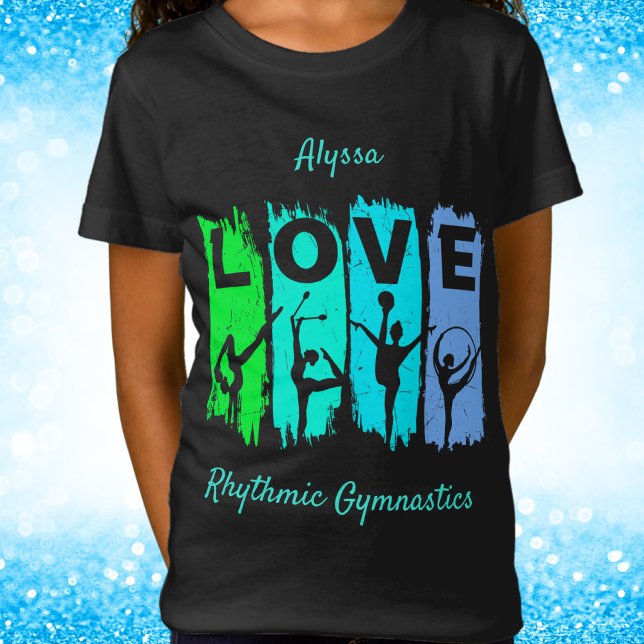 Rhythmic Gymnastics Love in Green and Aqua   T-Shirt (Creator Uploaded)