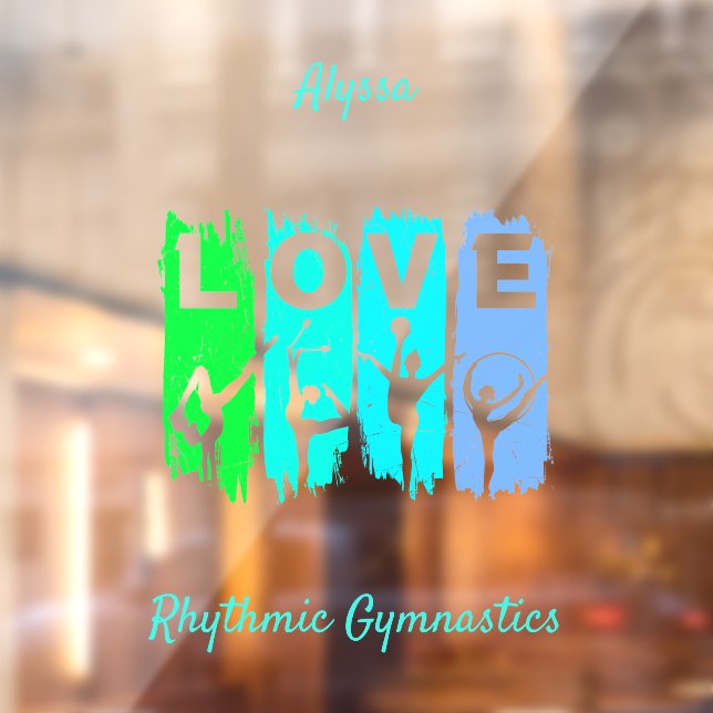 Rhythmic Gymnastics Love in Green and Aqua    Window Cling (Sheet 2)