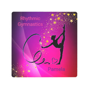 Rhythmic Gymnastics Pink & Purple Gold Stars Metal Print