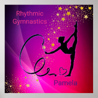 Rhythmic Gymnastics Pink & Purple Gold Stars Poster