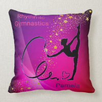 Rhythmic Gymnastics Pink & Purple Gold Stars Throw Pillow
