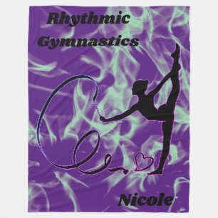 Rhythmic Gymnastics Purple and Mint Swirl Fleece Blanket