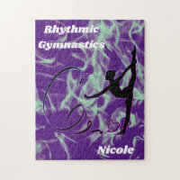 Rhythmic Gymnastics Purple and Mint Swirl   Jigsaw Puzzle