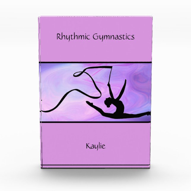 Rhythmic Gymnastics Purple Ribbon Acrylic Award (Front)
