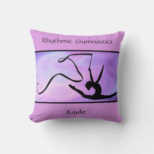 Rhythmic Gymnastics Purple Ribbon Throw Pillow