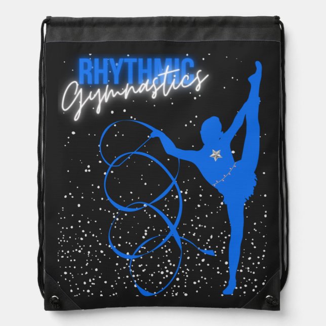 Rhythmic Gymnastics Ribbon and Stars   Drawstring Bag (Front)