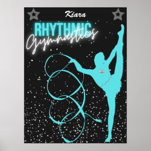 Rhythmic Gymnastics Ribbon and Stars Poster