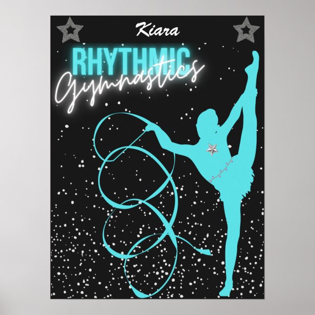 Rhythmic Gymnastics Ribbon and Stars Poster (Front)