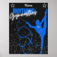 Rhythmic Gymnastics Ribbon and Stars Poster