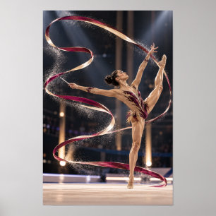 Rhythmic Gymnastics Ribbon Dancer Elegant Athletic Poster