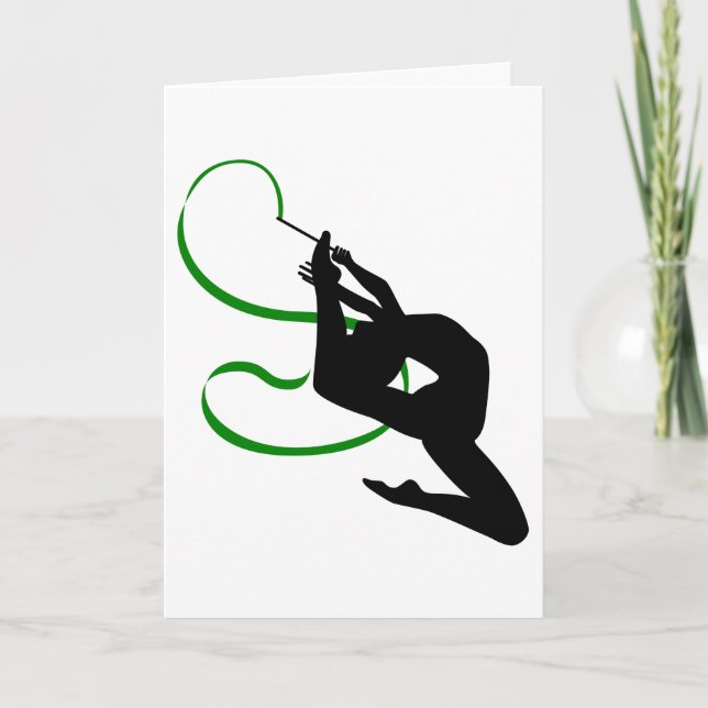 Rhythmic Gymnastics Ribbon Dancer Silhouette Card (Front)