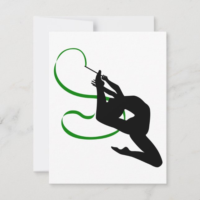 Rhythmic Gymnastics Ribbon Dancer Silhouette Invitation (Front)