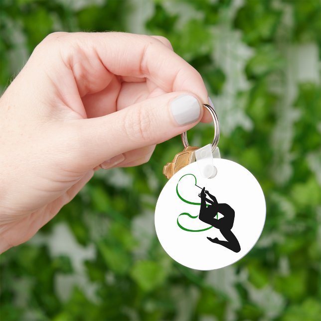 Rhythmic Gymnastics Ribbon Dancer Silhouette Keychain (Creator Uploaded)