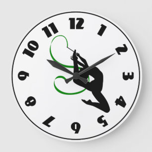 Rhythmic Gymnastics Ribbon Dancer Silhouette Large Clock