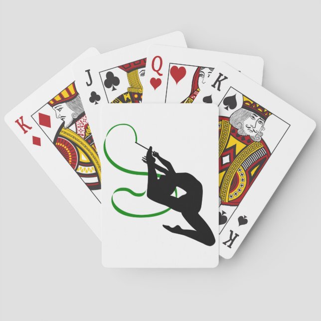 Rhythmic Gymnastics Ribbon Dancer Silhouette Poker Cards (Back)
