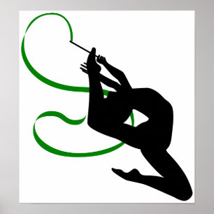 Rhythmic Gymnastics Ribbon Dancer Silhouette Poster