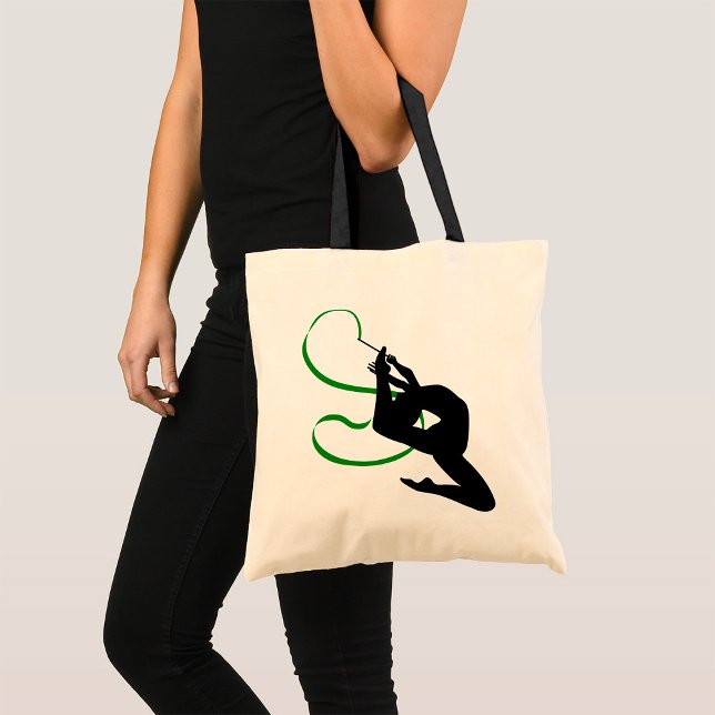 Rhythmic Gymnastics Ribbon Dancer Silhouette Tote Bag (Creator Uploaded)