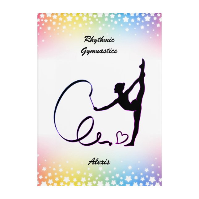 Rhythmic Gymnastics Ribbon Stars Acrylic Print (Front)