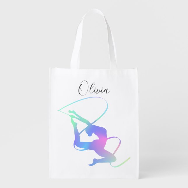 Rhythmic Gymnastics with ribbon Custom Grocery Bag (Front)