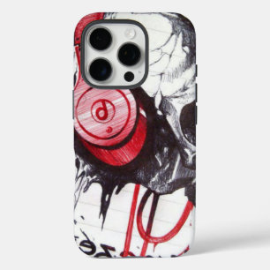 Rhythmic Skull Red Headphones Dark Art Designer Ho iPhone 16 Pro Case