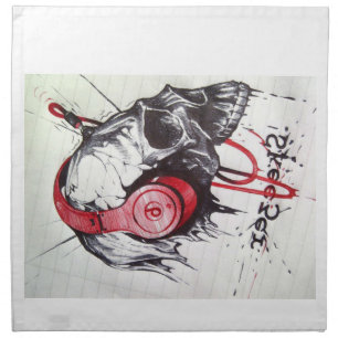 Rhythmic Skull Red Headphones Dark Art Designer Ho Napkin