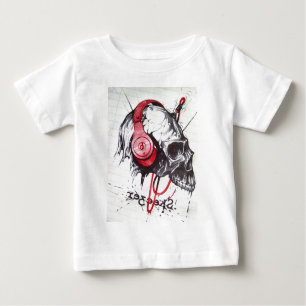 Rhythmic Skull Red Headphones Grunge Dark Art Appa Baby T-Shirt