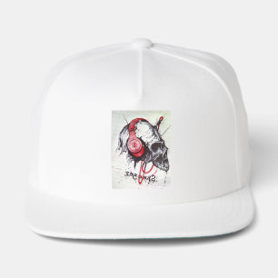 Rhythmic Skull Red Headphones Grunge Dark Art Appa Snap Back Hat