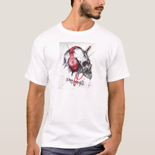 Rhythmic Skull Red Headphones Grunge Dark Art Appa T-Shirt