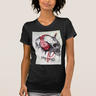 Rhythmic Skull Red Headphones Grunge Dark Art Appa T-Shirt
