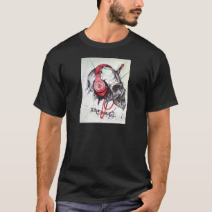 Rhythmic Skull Red Headphones Grunge Dark Art Appa T-Shirt