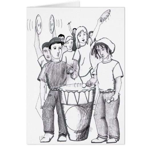 Rhythms Drum Dancing People Cards (Front)