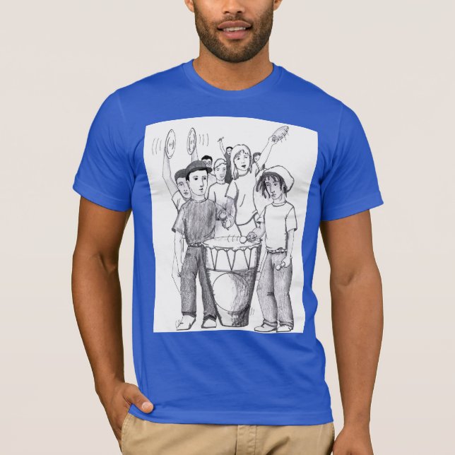 Rhythms Drum Dancing People Grayscale Illustration T-Shirt (Front)