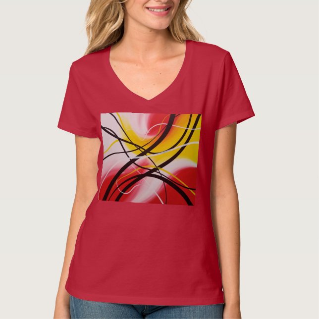 Rhythms in Red, Abstract art Tee (Front)