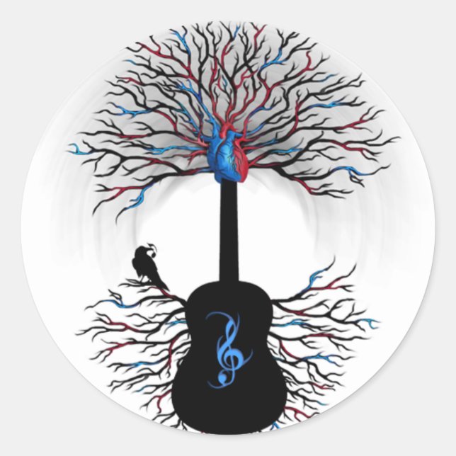 "Rhythms of the Heart" ~ Surreal Guitar - Sticker (Front)