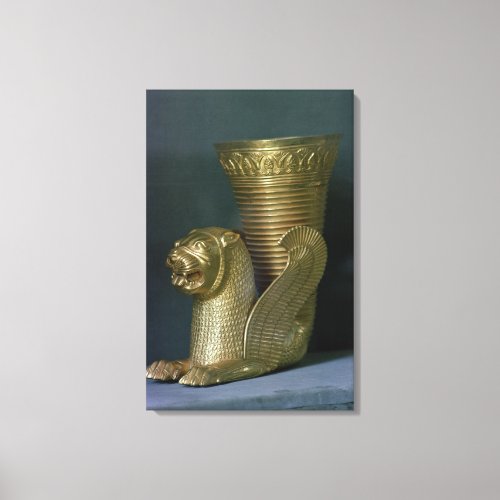 Rhyton in the shape of a seated lion_monster canvas print