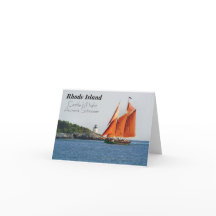 RI castle hill light and aurora schooner note card