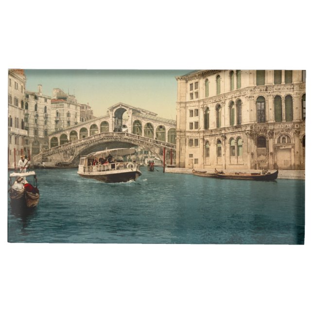 Rialto Bridge and Grand Canal, Venice, Italy Table Number Holder (Front)