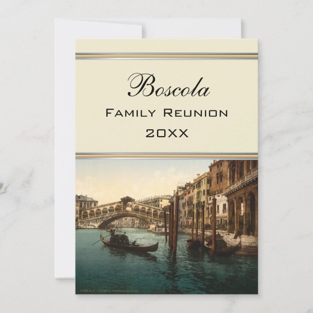 Rialto Bridge I, Venice, Italy Family Reunion Invitation (Front)