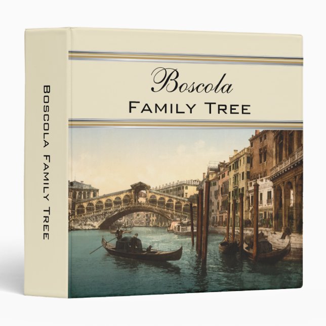 Rialto Bridge I, Venice, Italy Family Tree Binder (Front/Spine)