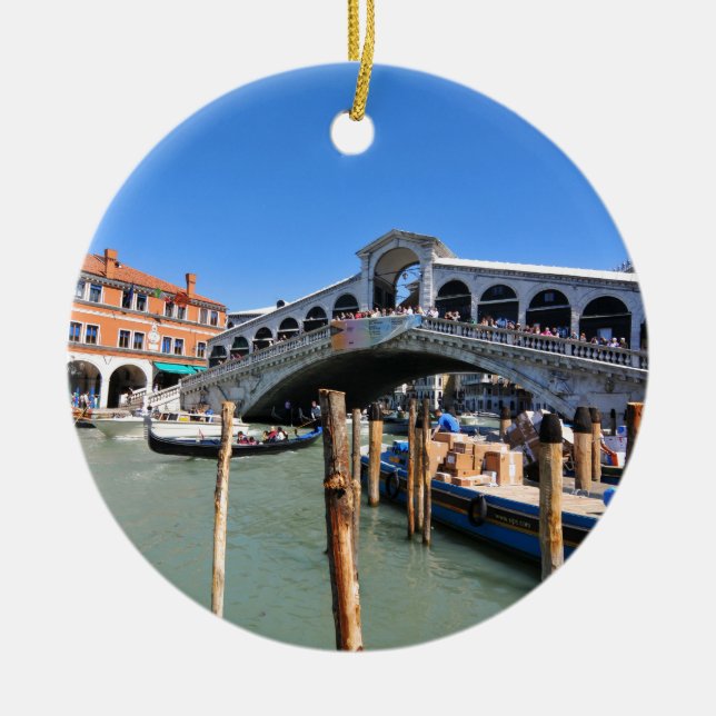 Rialto Bridge in Venice, Italy Ceramic Ornament (Front)