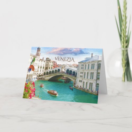 Rialto Bridge in Venice  Venezia Italy Card