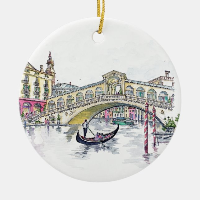 Rialto bridge, Venice Ceramic Ornament (Front)