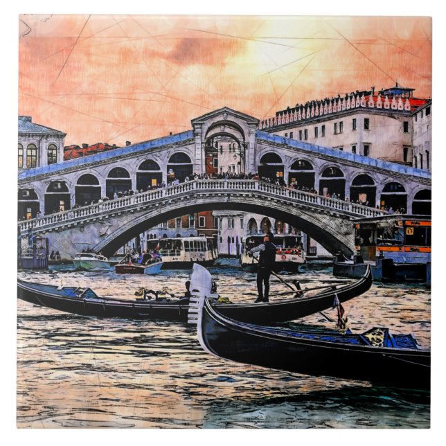 Rialto bridge. Venice. Italy. Ceramic Tile (Front)