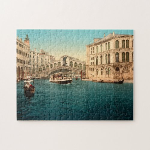 Rialto Bridge Venice Italy Grand Canal Boat Jigsaw Puzzle