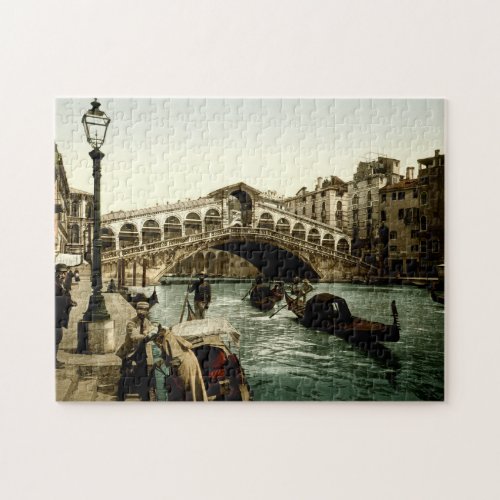 Rialto Bridge Venice Italy Grand Canal Gondolas Jigsaw Puzzle
