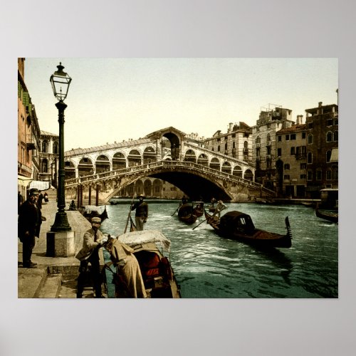 Rialto Bridge Venice Italy Grand Canal Gondolas Poster
