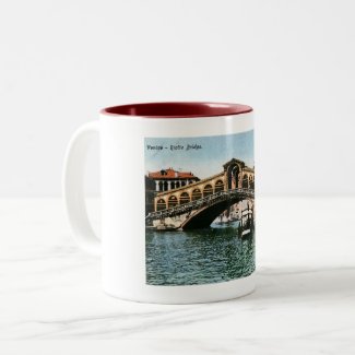 Rialto Bridge, Venice, Italy, Vintage Two-Tone Coffee Mug