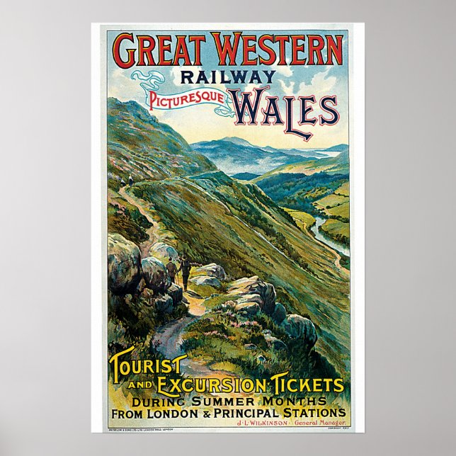 Rialway Wales Vintage Travel Poster (Front)
