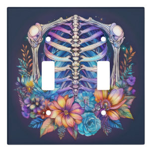 Rib cage and flowers design light switch cover