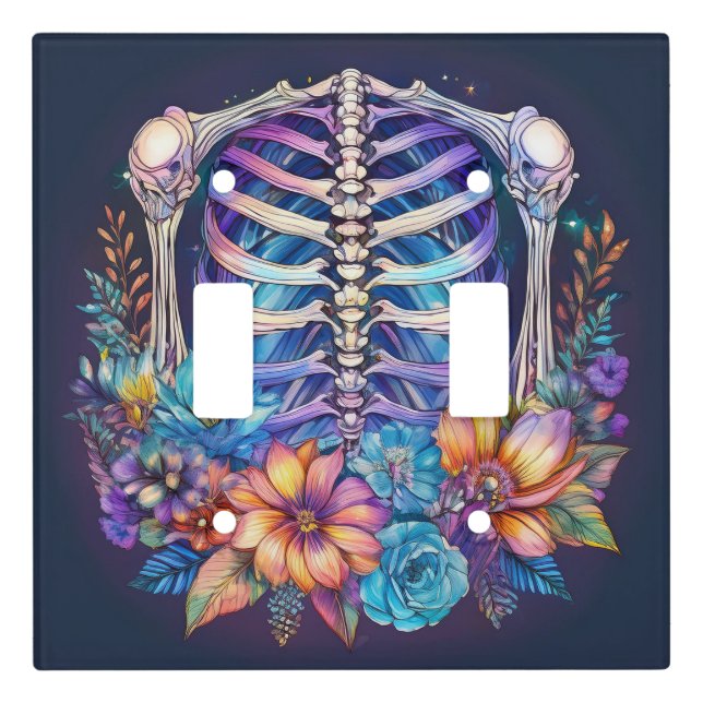 Rib cage and flowers design light switch cover (Front)